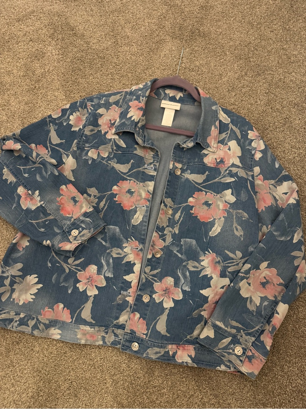 🌸Vintage Alfred Dunner 90’s Floral Denim Oversized Lightweight Jacket | L - Picture 10 of 12